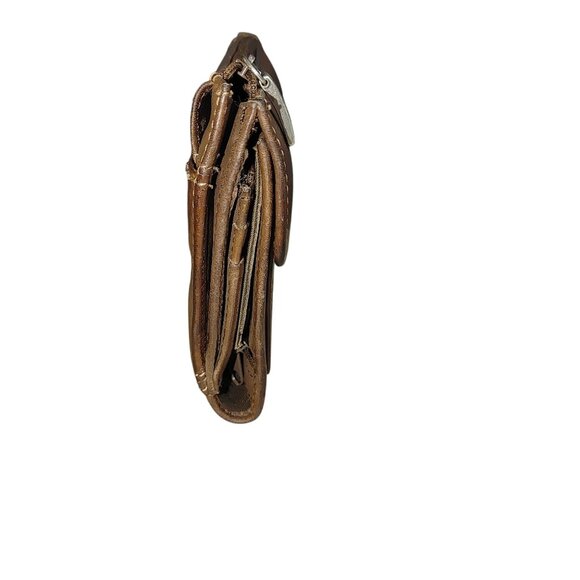 Fossil Brown Leather Wallet Clutch Multiple Slots Snap Zip Closures Organizer - Picture 4 of 9